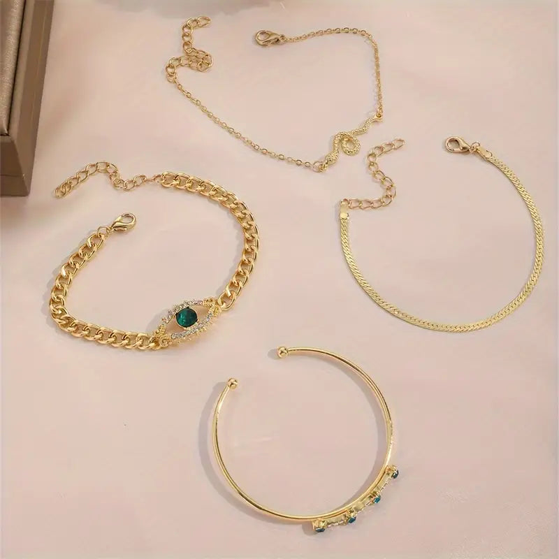Gold Bracelet Set - Layered Stack Bracelets for Women
