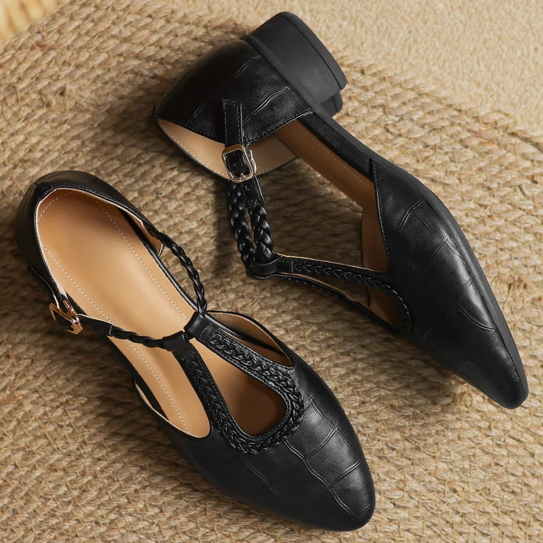 Leather Mary Jane Flats | Classic Ankle Strap Shoes
