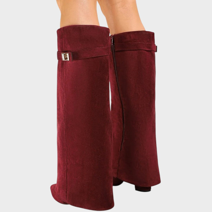 Wide Calf Suede Boots for Women - High Cut Fall Winter Statement Boots