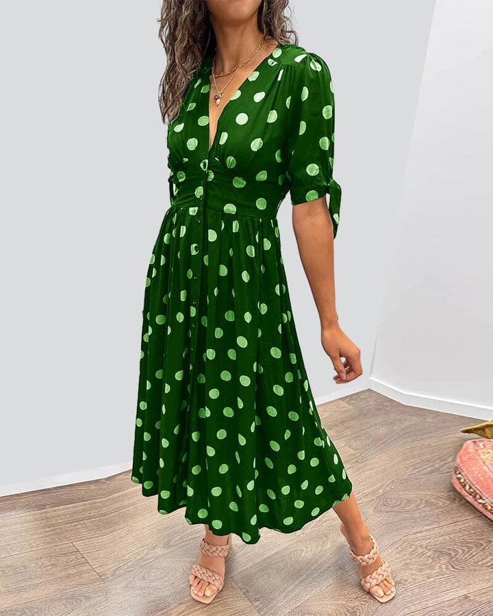 Polka Dot V-Neck Dress for Women - Timeless Everyday Style