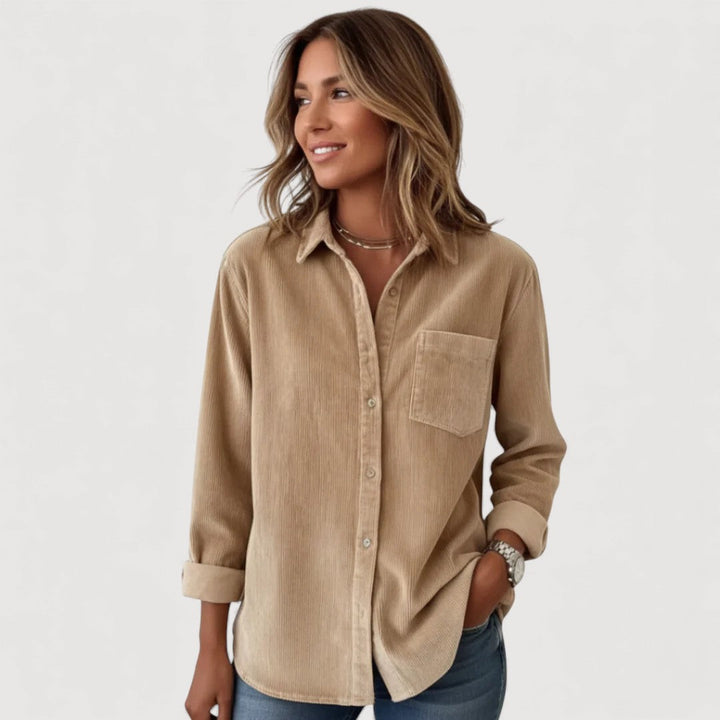 Corduroy Button Down Shirt for Women - Classic Relaxed Fit