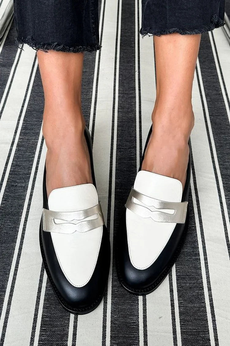 Monochrome Loafers for Women - Classic Flat Shoes