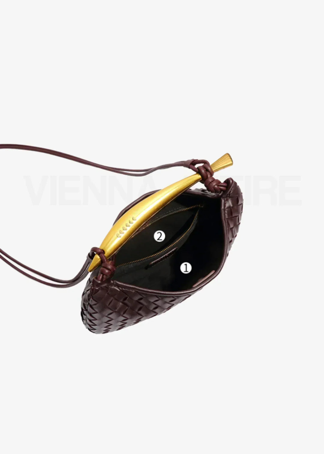 Woven Evening Bag with Gold Handle | Elegant Vegan Leather Handbag