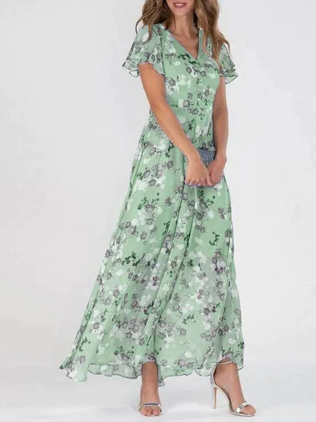 Floral Maxi Dress for Women - Flowy Elegant Long Dress