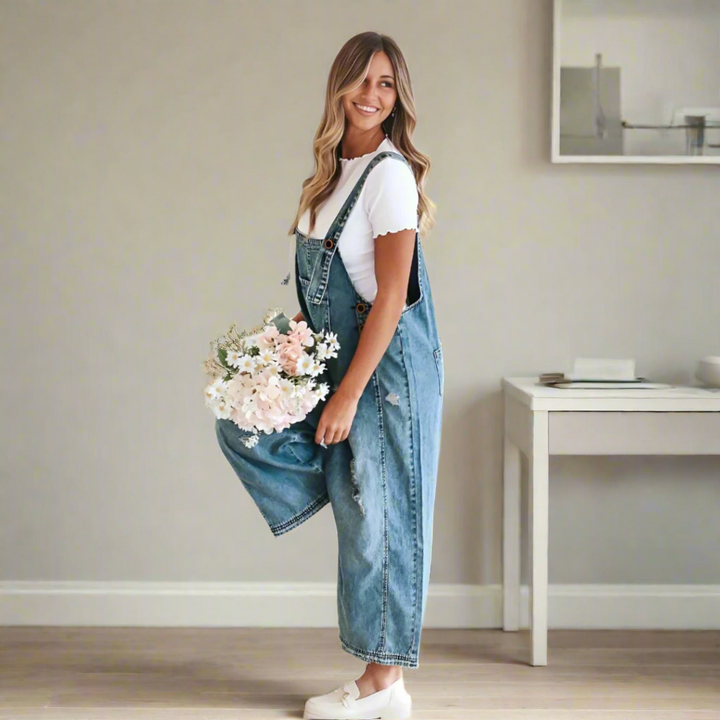 Vintage Wash Adjustable Jumpsuit for Women