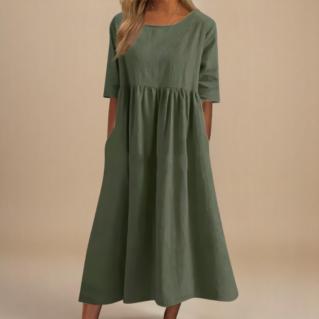 A-Line Dress with Empire Waist and Pockets for Women