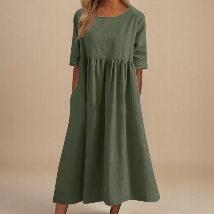 A-Line Dress with Empire Waist and Pockets for Women