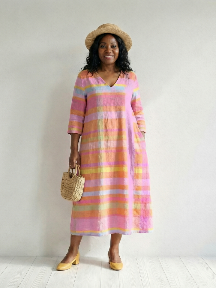 Tessa | Easy Drape Stripe Midi Dress