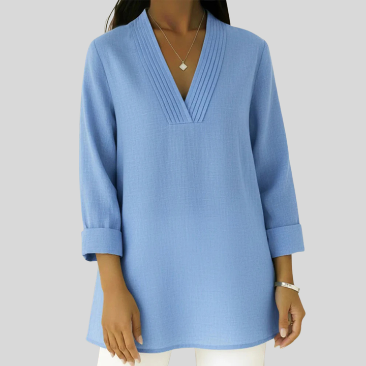 V-Neck Long Sleeve Blouse for Women - Lightweight & Elegant