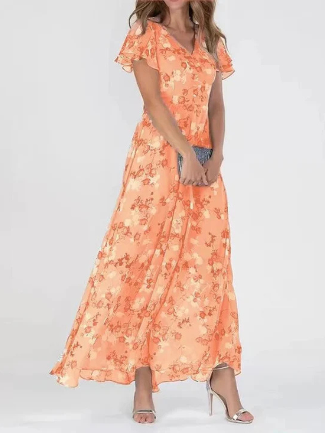 Floral Maxi Dress for Women - Flowy Elegant Long Dress