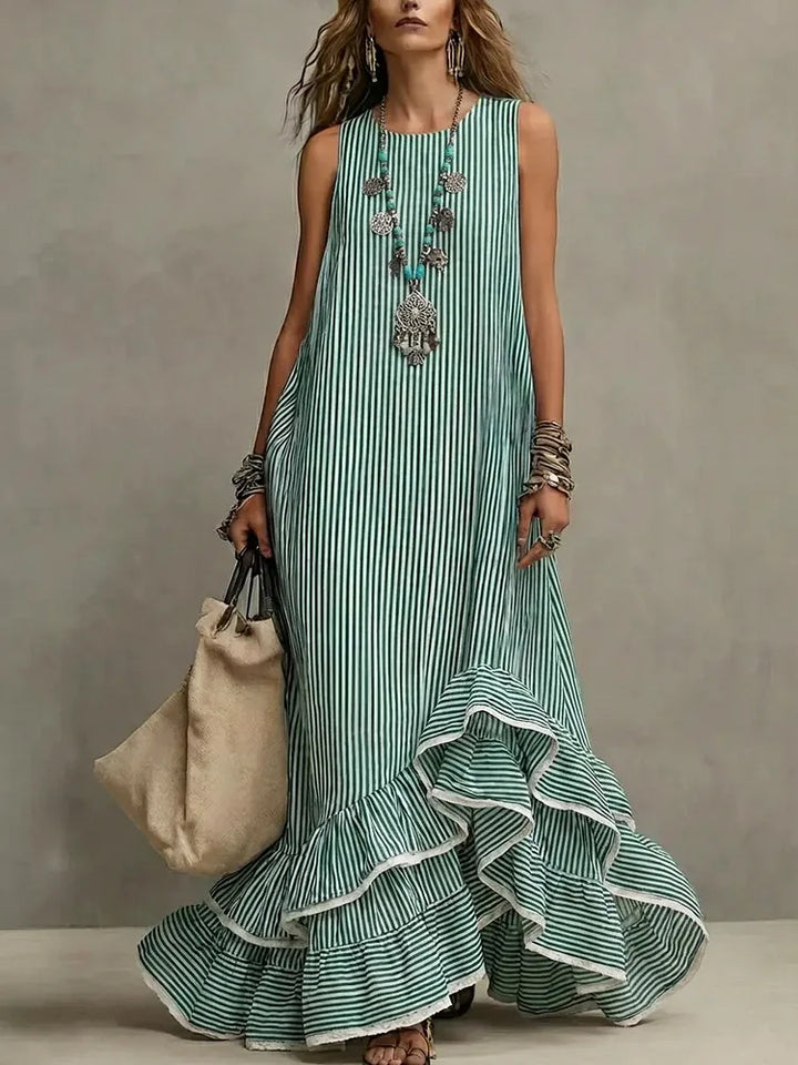 Ruffled Maxi Dress | Casual Retro Style for Women