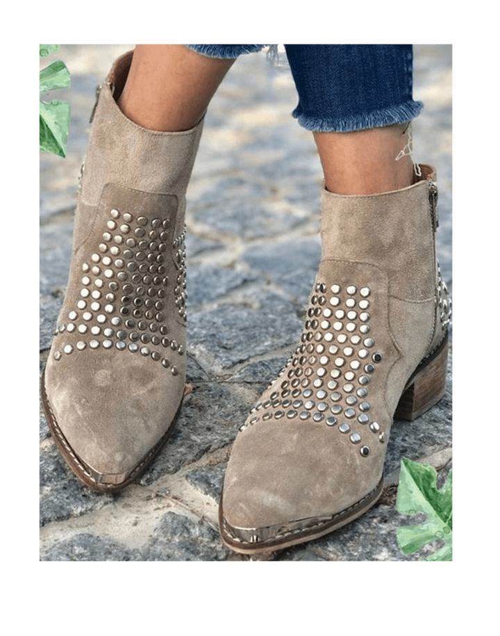 Studded Ankle Boots for Women | Edgy Low Heel Booties