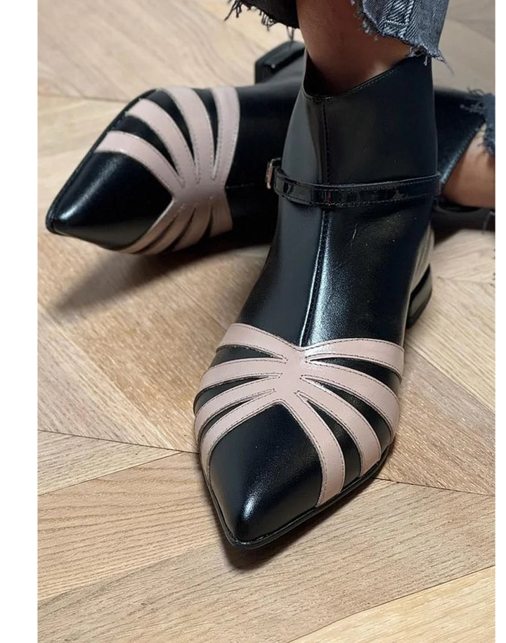 Pointed Toe Ankle Boots for Women | Geometric Block Heel Booties