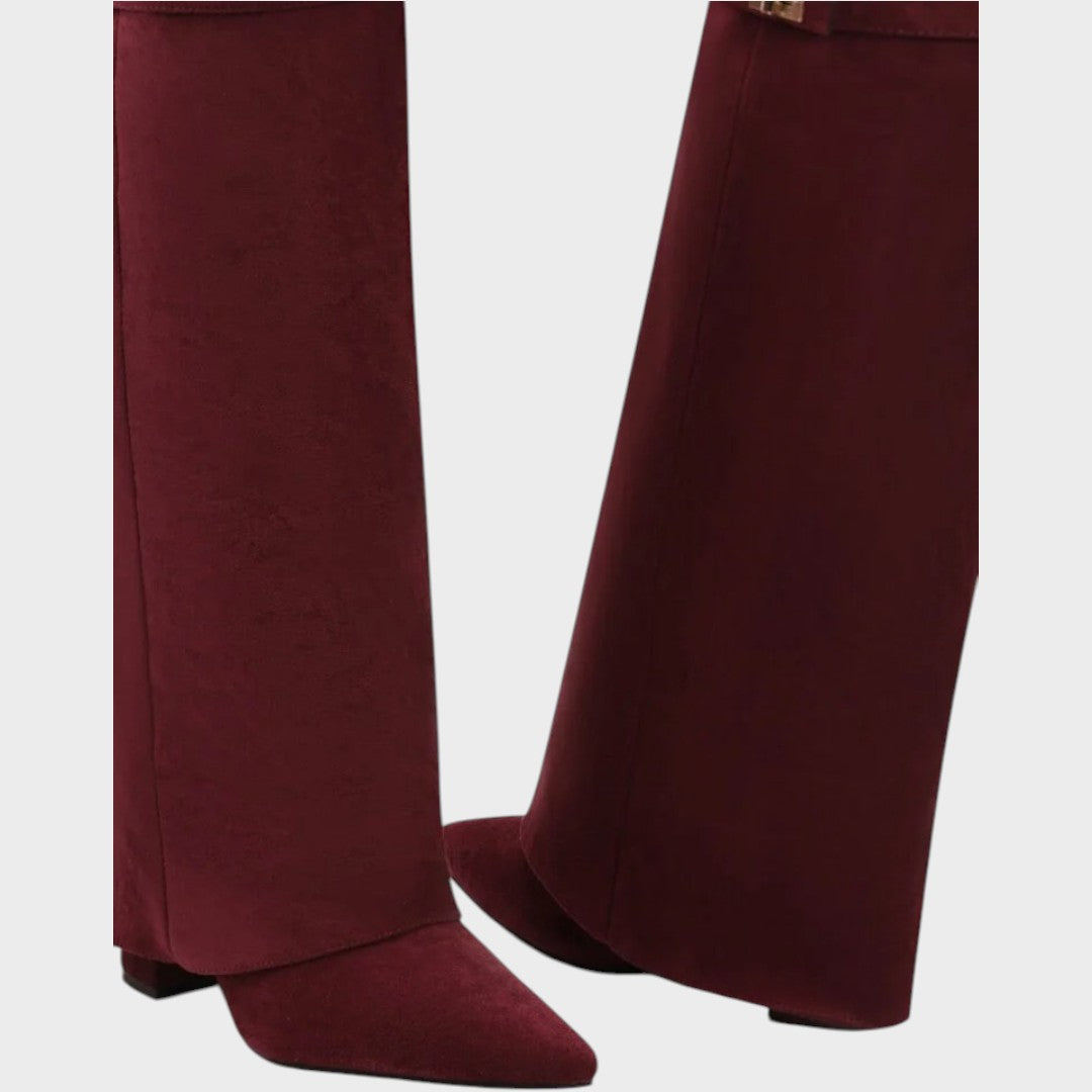 Wide Calf Suede Boots for Women - High Cut Fall Winter Statement Boots