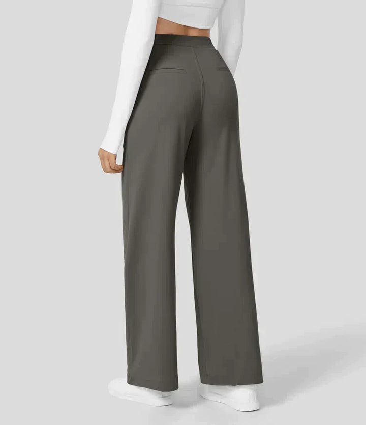 High Rise Stretch Trousers | Comfortable Straight Leg Pants