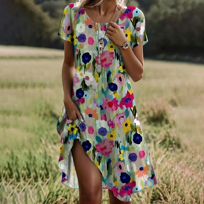 Watercolor Bloom Dress for Women - Timeless Floral Style