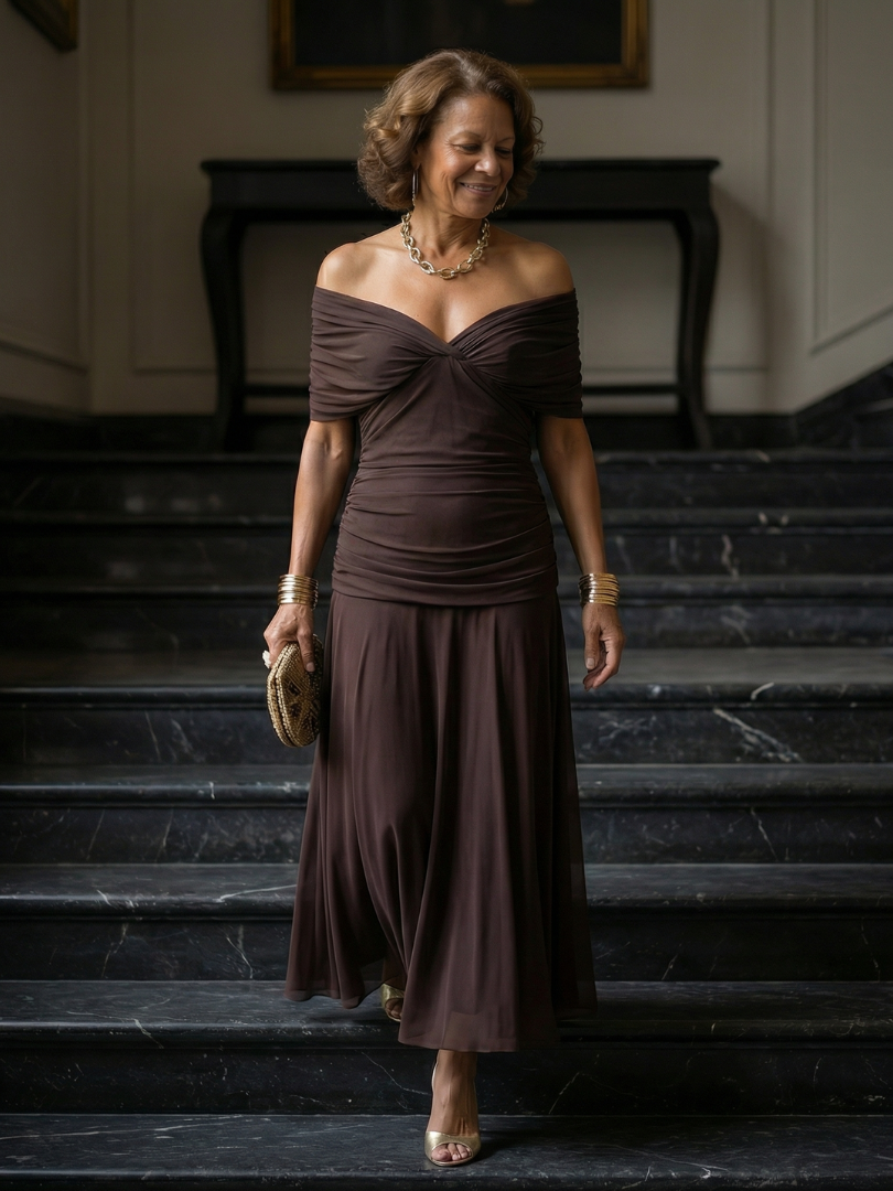 Calen | Off Shoulder Flow Midi Dress