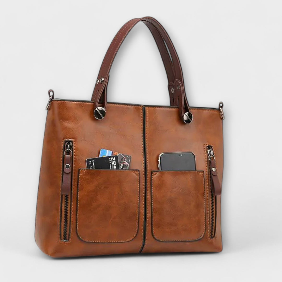 Leather Tote Bag for Work and Travel - Spacious Elegant Design