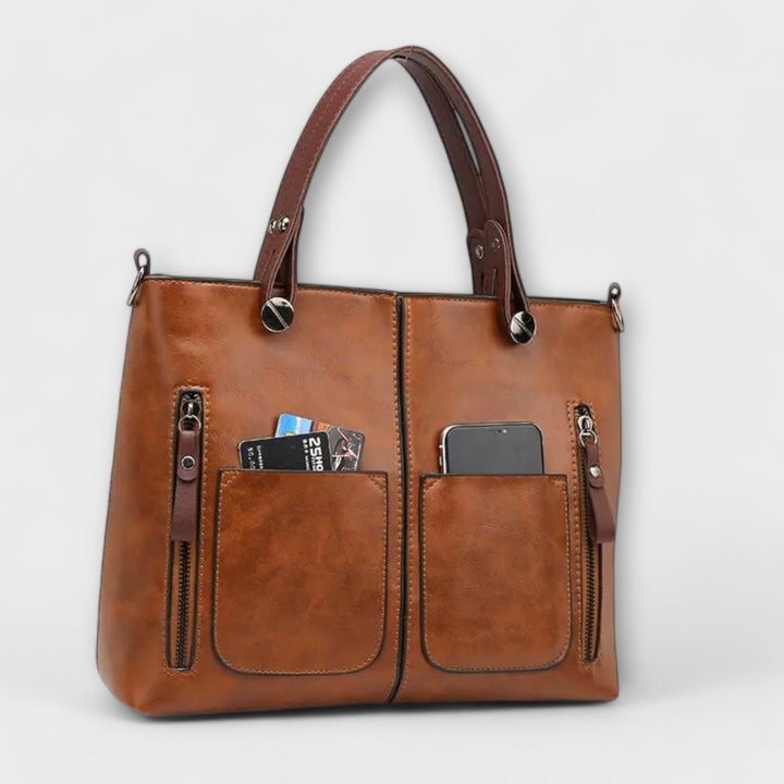 Leather Tote Bag for Work and Travel - Spacious Elegant Design