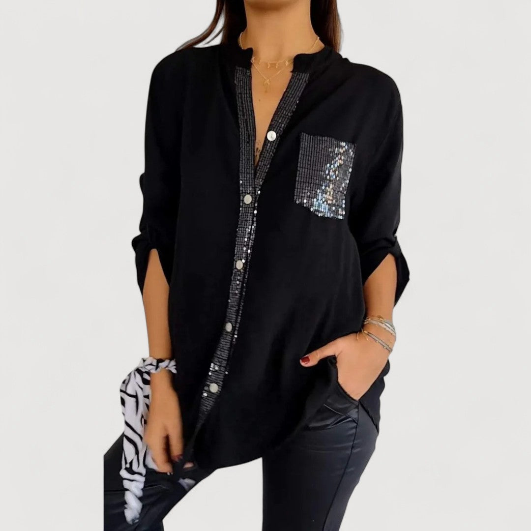 Sequin Detail Blouse for Women - Elegant Sparkle Top