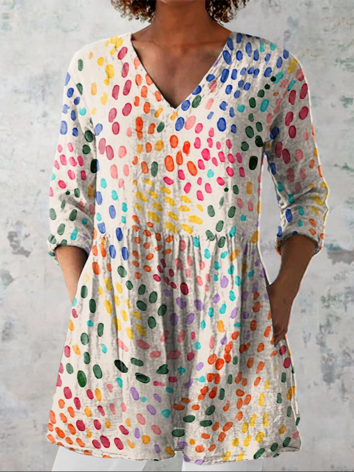 Long V-Neck Blouse for Women - Lightweight Flowy Tunic Top