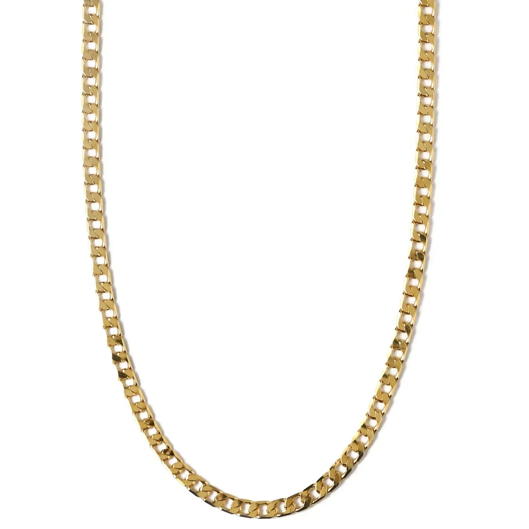 Flat Link Curb Chain Necklace in White Gold Finish