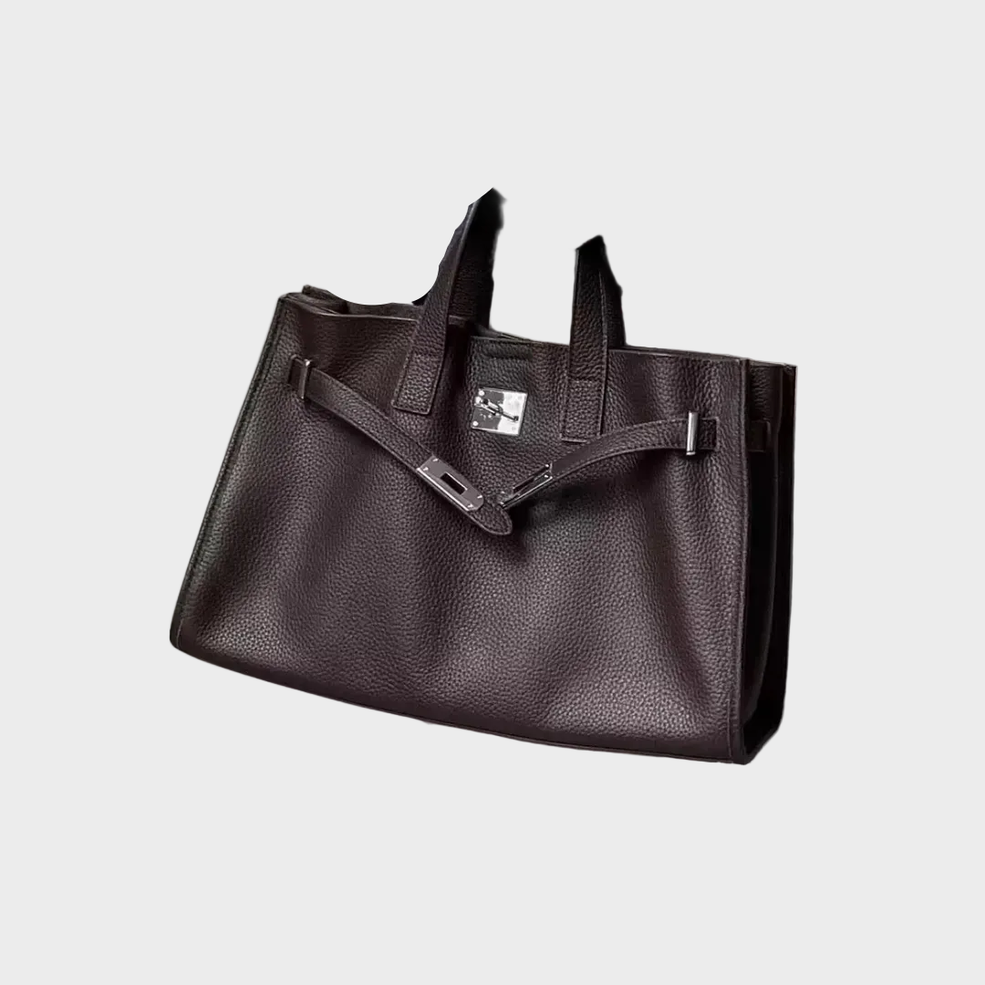 Leather Tote Bag for Work and Travel - Structured Handbag
