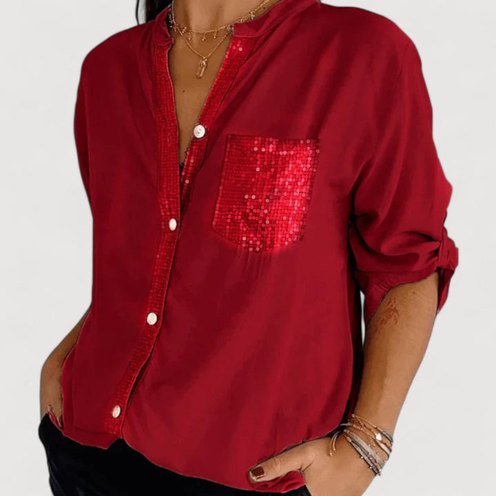 Sequin Detail Blouse for Women - Elegant Sparkle Top