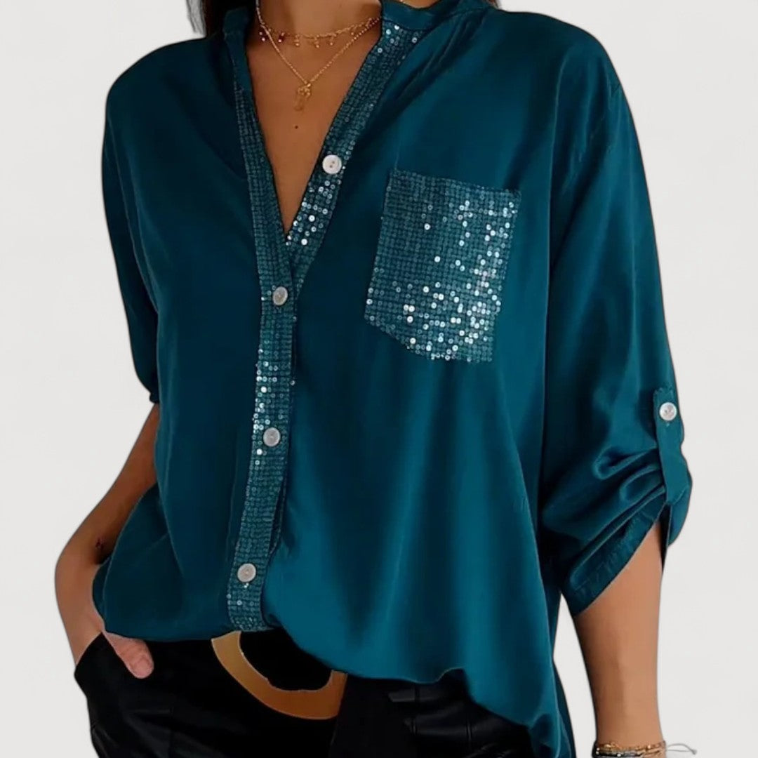 Sequin Detail Blouse for Women - Elegant Sparkle Top