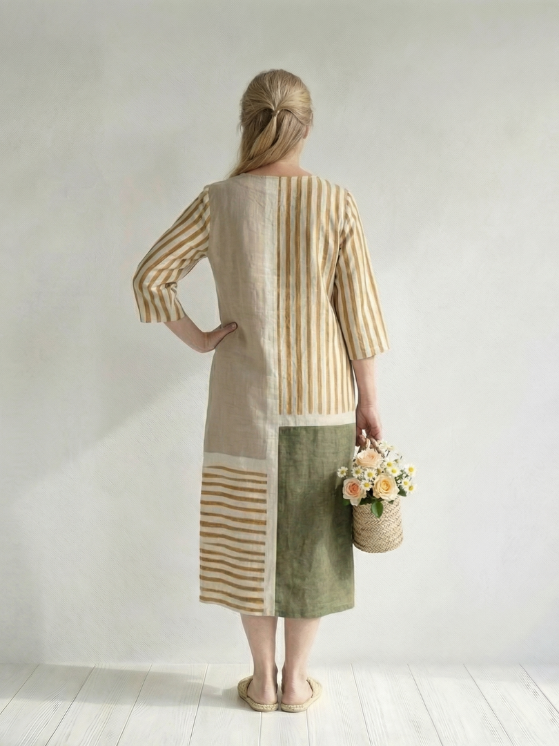 Soren | Light Mixed Stripe Midi Dress