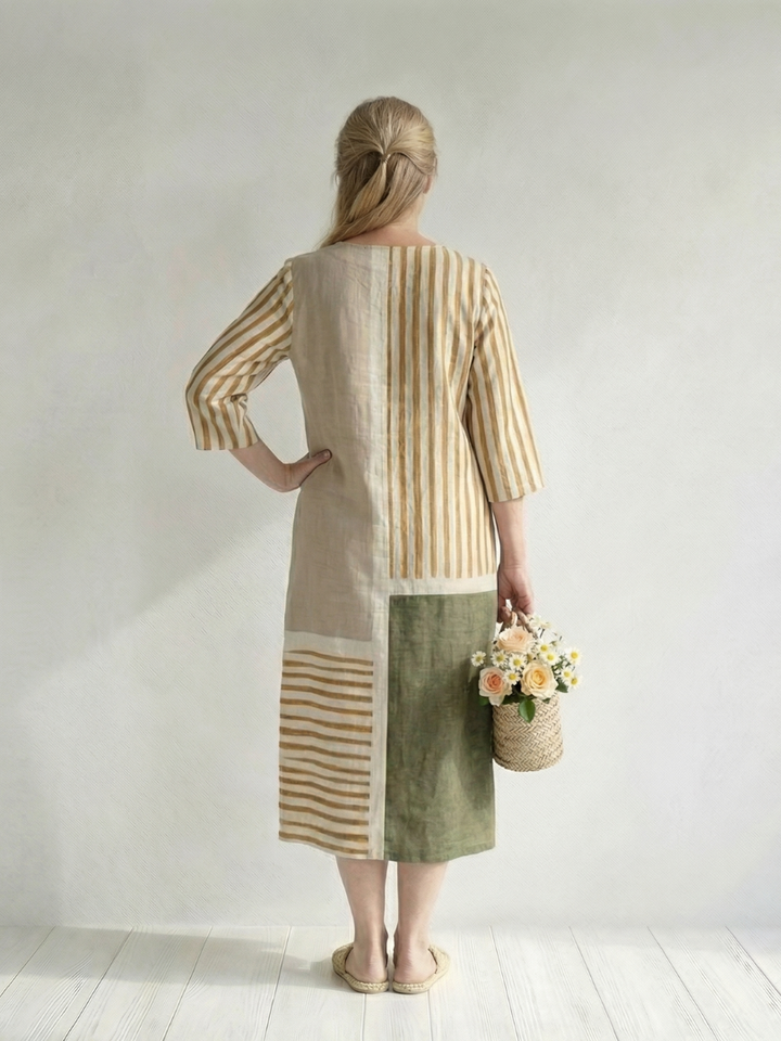 Soren | Light Mixed Stripe Midi Dress