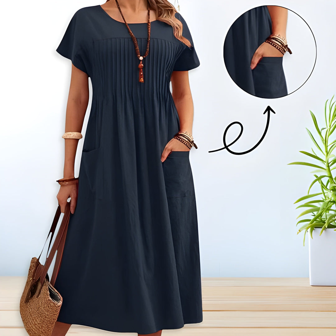 Everyday Dress with Short Sleeves - Timeless A-Line Silhouette