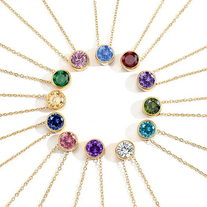 Birthstone Necklace Gold Personalized Pendant | Dainty Layering Jewelry