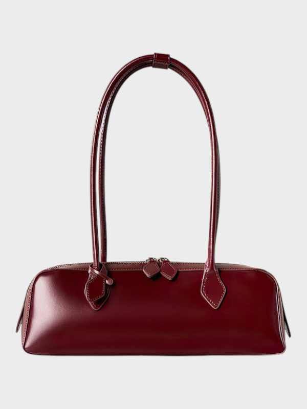 Leather Shoulder Bag for Women - Structured Cowhide Handbag
