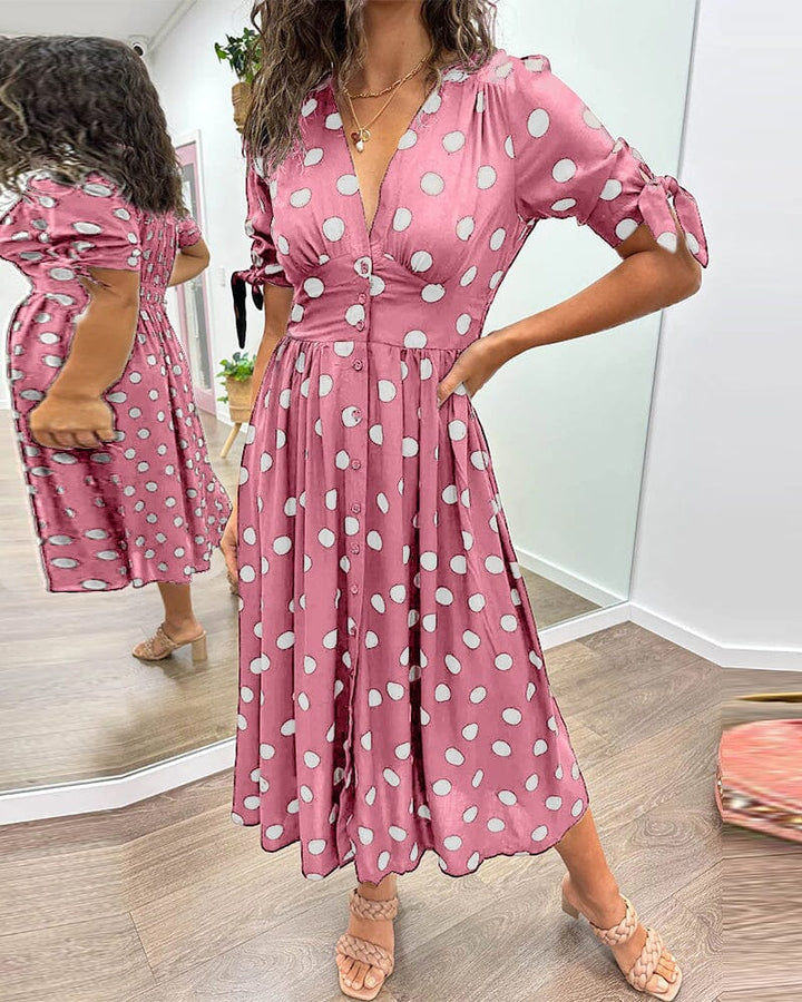 Polka Dot V-Neck Dress for Women - Timeless Everyday Style