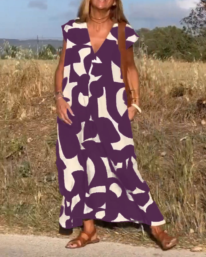 Relaxed Abstract Print Dress for Women | Comfortable Everyday Style