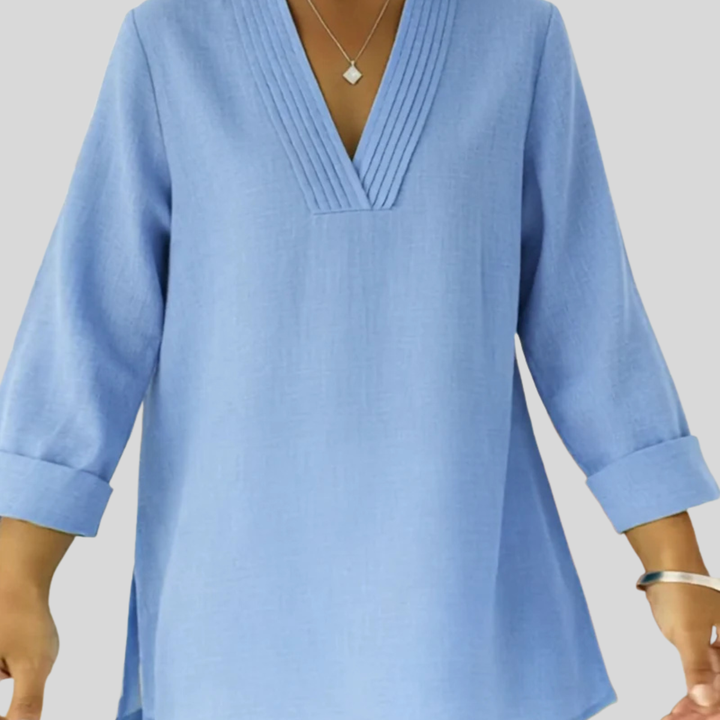 V-Neck Long Sleeve Blouse for Women - Lightweight & Elegant