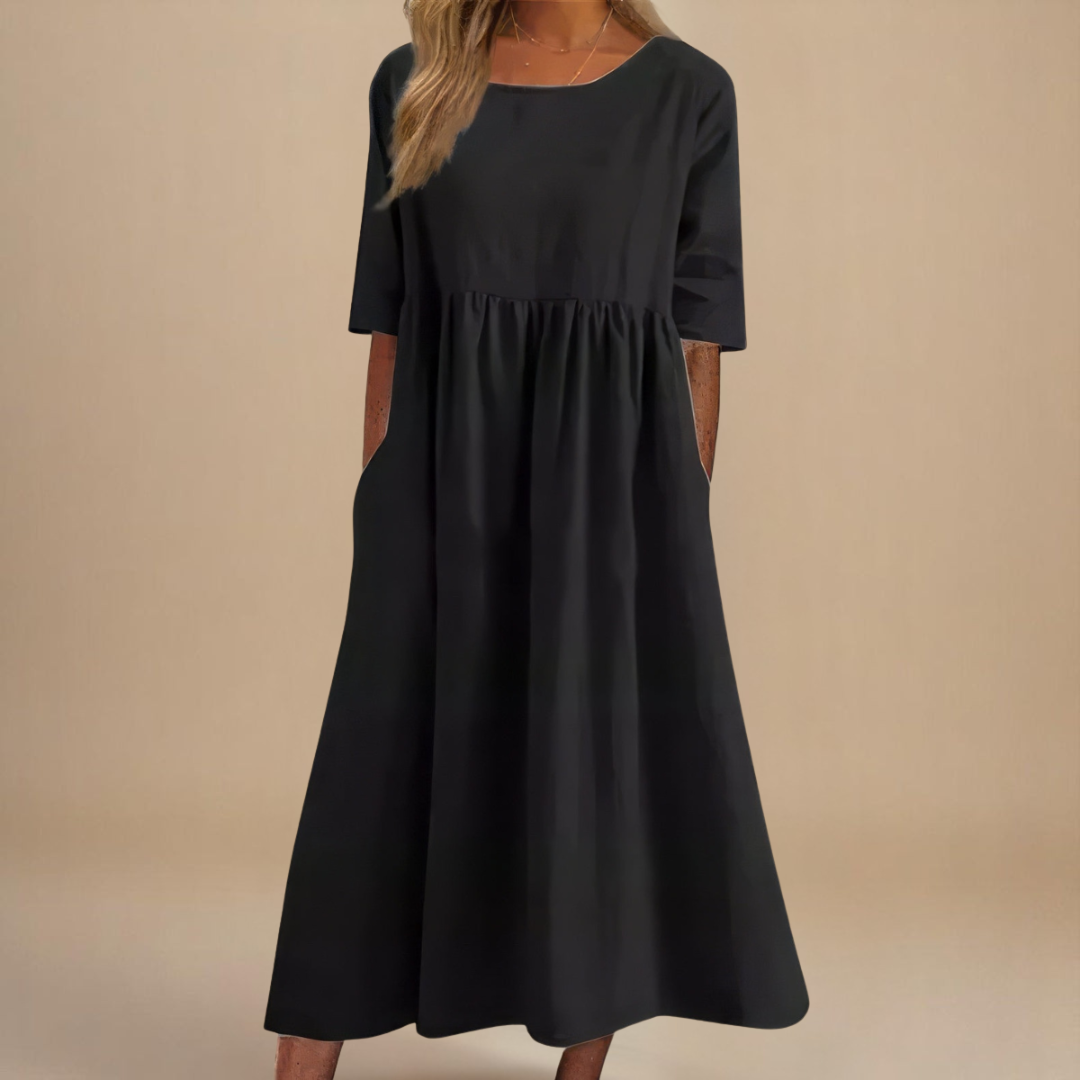 A-Line Dress with Empire Waist and Pockets for Women