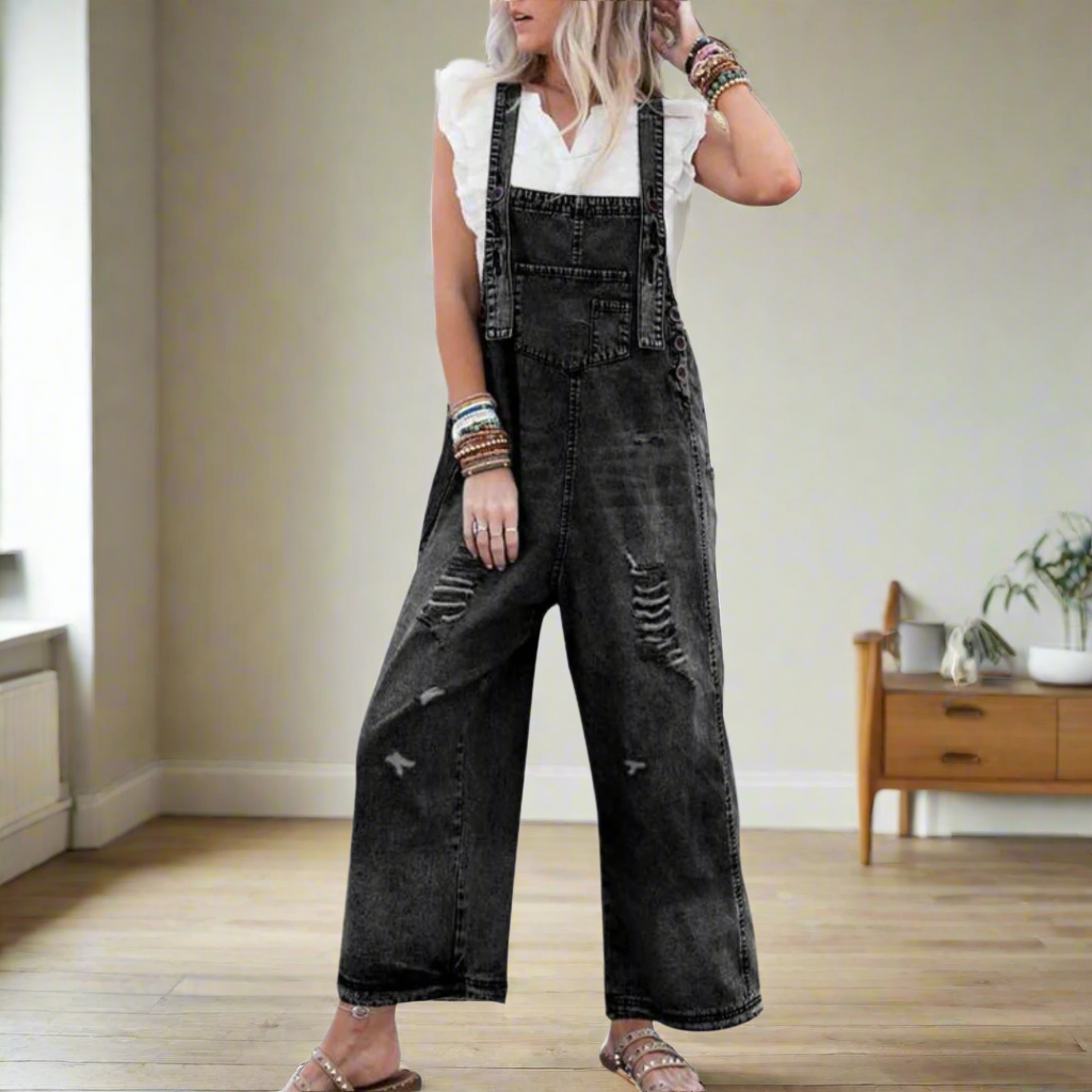 Vintage Wash Adjustable Jumpsuit for Women