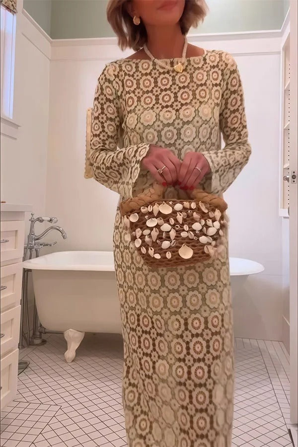 Floral Midi Dress Long Sleeve for Women