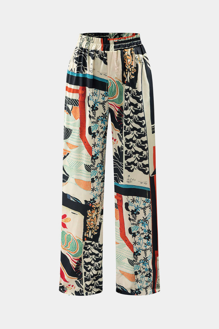 High Waisted Floral Trousers | Straight Leg Pants for Women