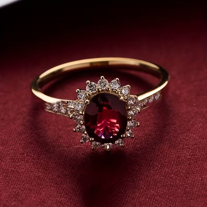 Statement Gold Ring with Red Stone | Bold Cocktail Ring