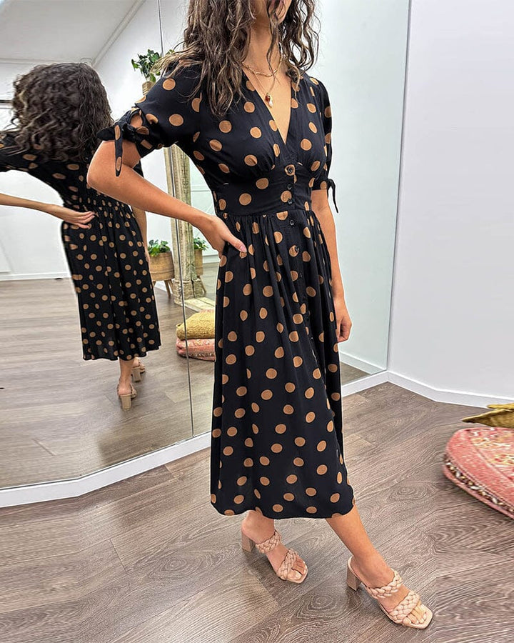 Polka Dot V-Neck Dress for Women - Timeless Everyday Style