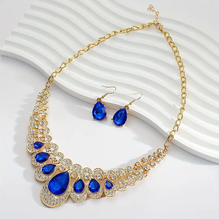Gold Jewelry Set - Elegant Necklace Earrings Bracelet Collection
