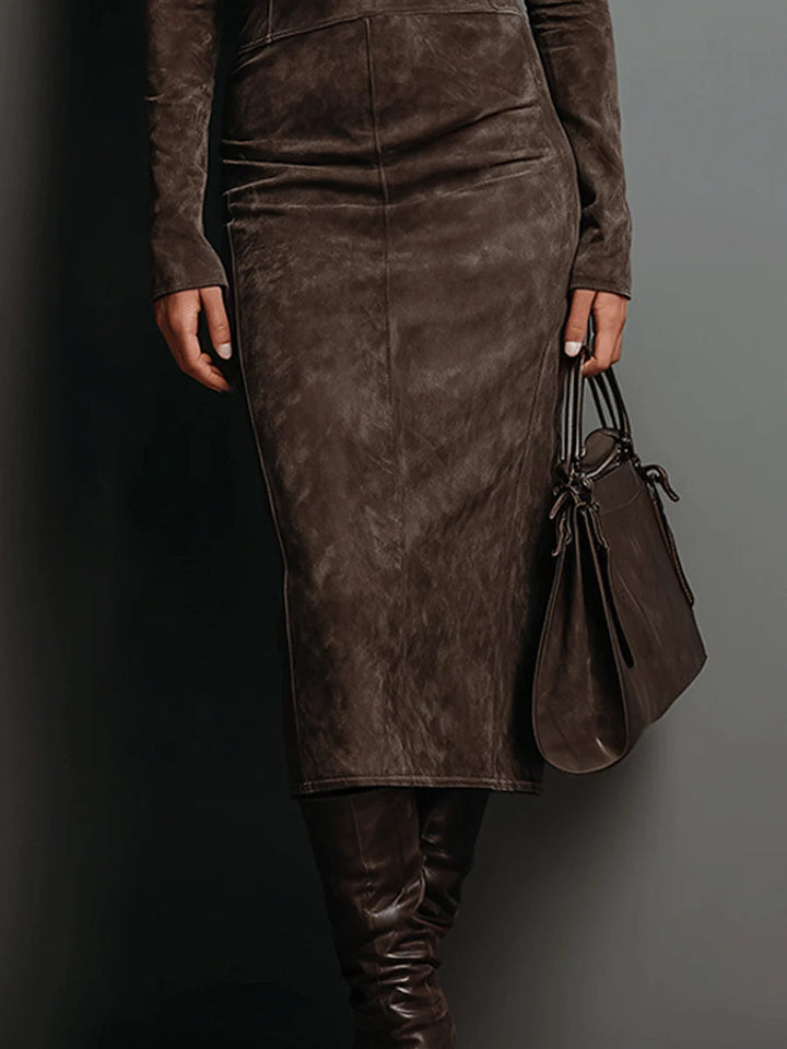 Brown Midi Dress for Women | Bohemian Style Dress