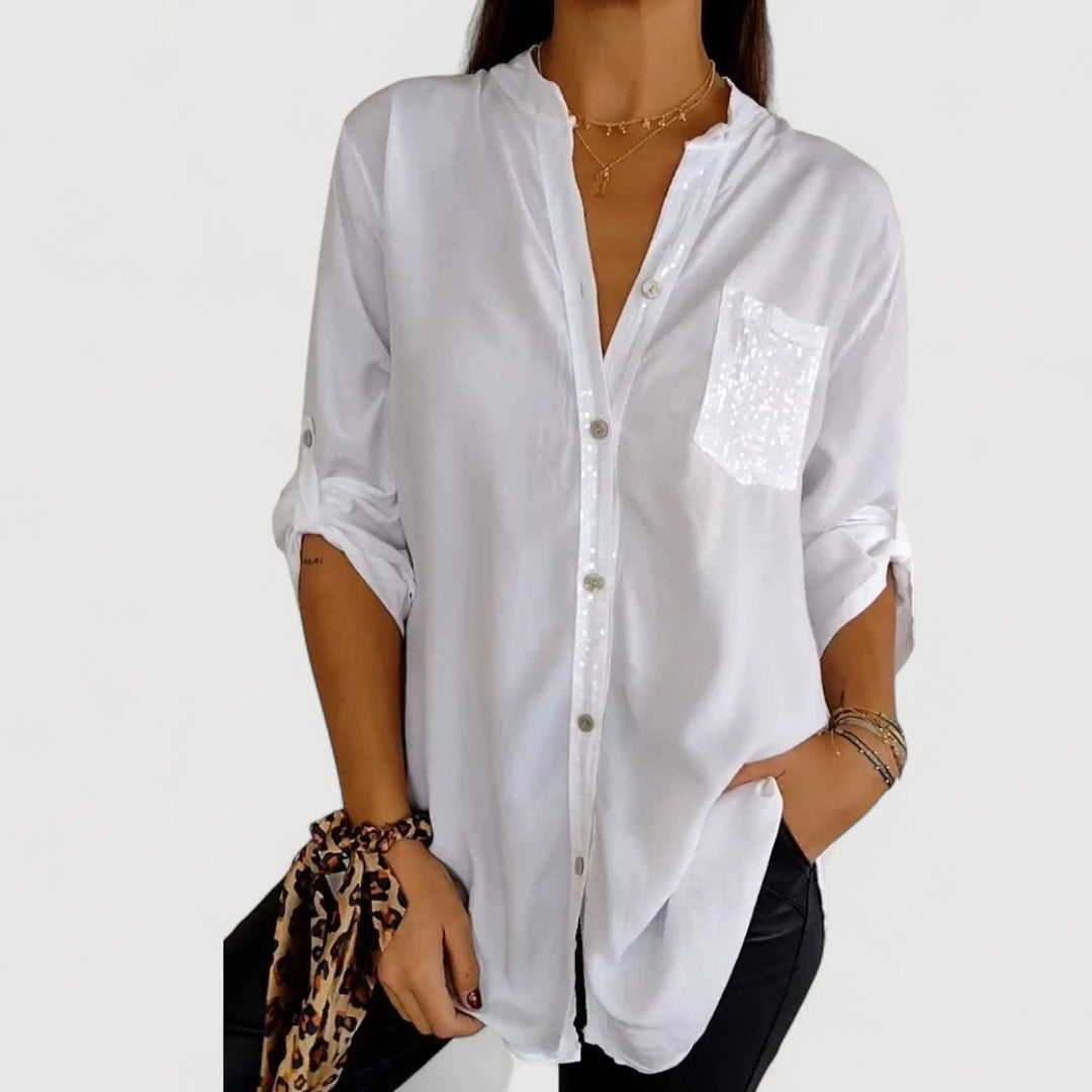 Sequin Detail Blouse for Women - Elegant Sparkle Top
