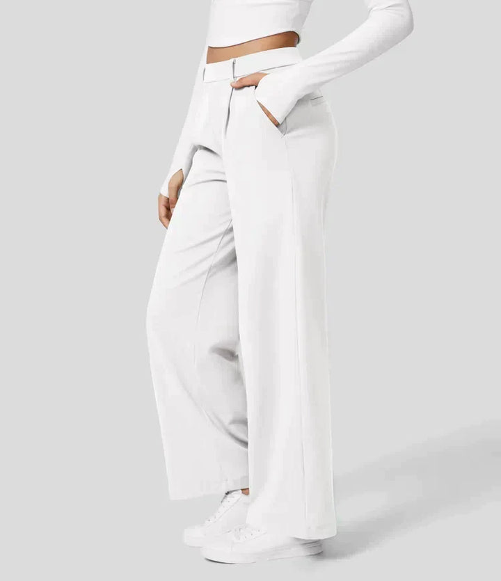 High Rise Stretch Trousers | Comfortable Straight Leg Pants