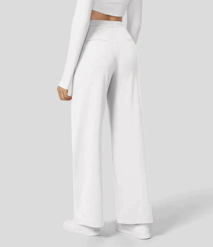 High Rise Stretch Trousers | Comfortable Straight Leg Pants