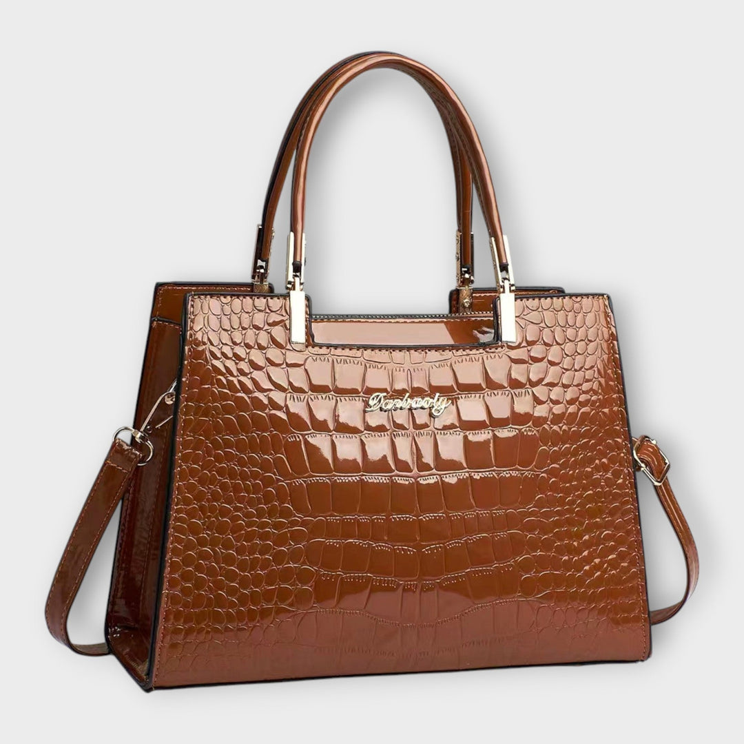 Crocodile Embossed Leather Handbag for Work and Everyday