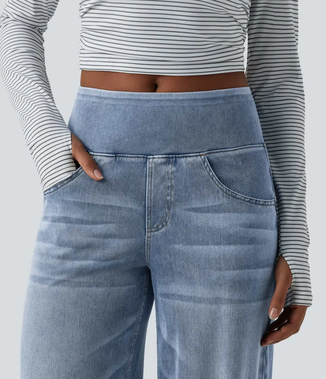 Wide Leg Jeans for Women Mid Rise Baggy Denim with Pockets